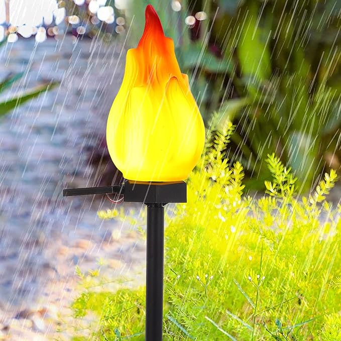 Milisten Solar Garden Stake Lights Flame-Shaped Outdoor Solar Lawn Lamp for Pathway Decor for Patio and Yard