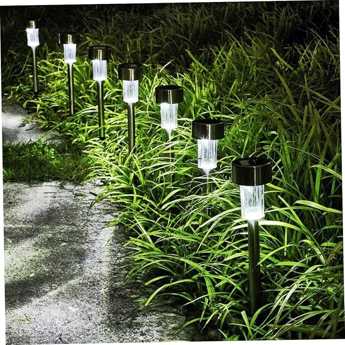DOITOOL 10pcs Decorative Garden Stakes Solar Garden Light Lights Path Led Motion Driveway Road Outdoor Step Lamp Waterproof Lawn Landscape Patio Yard Decor Garden Decor for Outside Black
