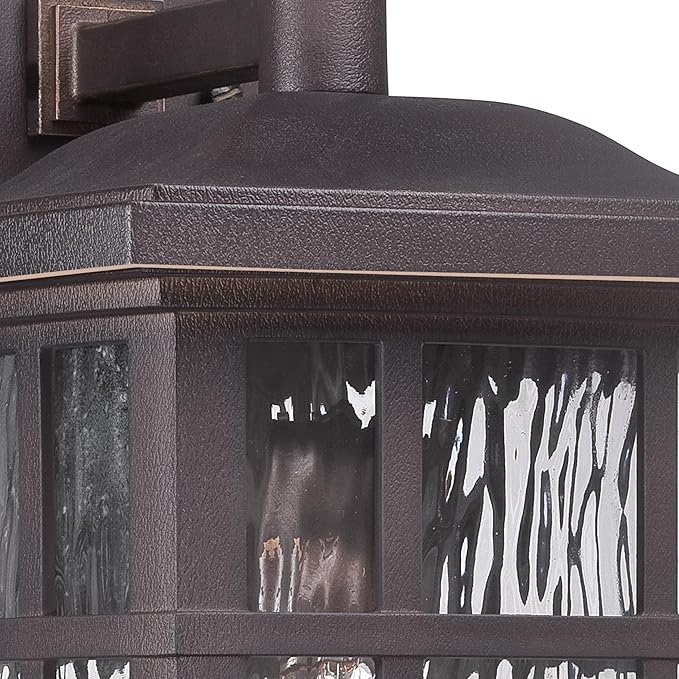 Quoizel Stonington Outdoor Wall Lantern, Coastal Armour 15.5 Inch 1-Light Palladian Bronze Vintage Wall Sconce, Clear Water Glass, 100W, Decorative Outside Lights for Patio, Porch, Garage or Yard