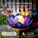 Huaxu Solar Lights for Outdoor Decor, Purple Lotus Flower Light, Waterproof LED Crackle Globe Glass Lamp for | Lumora