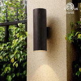 mirrea 18" Modern Outdoor Porch Light Patio Light in 2 Lights with Aluminum Cylinder and Tempered Glass Cover | Lumora