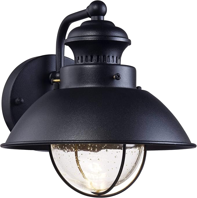 John Timberland Fordham Farmhouse Rustic Industrial Outdoor Wall Light Fixture LED Black Metal 8" Seedy Glass | Lumora