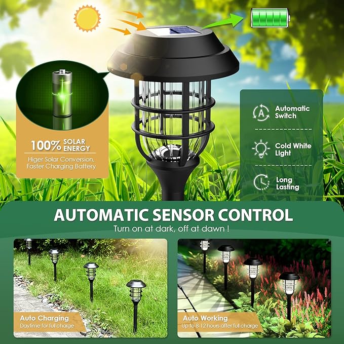 SOLPEX 8 Pack Solar Path Lights& 12 Pack Solar Ground Lights, Waterproof Garden Landscape Lighting for Yard Deck Lawn Patio Pathway Walkway (Cool White)