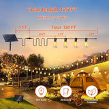 Stright Solar String Light for Outside 120FT with with USB Charging & Remote, Weatherproof Shatterproof LED S14 | Lumora