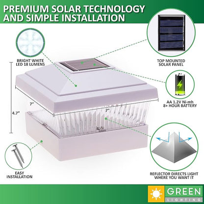 GreenLighting 12 Pack Classic #2 Solar Power Outdoor Garden Pathway Deck Dock Patio Fence Post Light for 5x5 PVC Posts (Off-White)