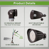 25W LED Bullet Spotlight Flood Light, 3CCT Selectable 3000K/4000K/5000K, 3500LM Commercial Outdoor Landscape Light | Lumora