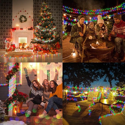 Solar Christmas String Lights Outdoor - 2 Pack Total 144ft 400 LED 8 Modes Outdoor Solar Lights, Waterproof Fairy Lights for Garden Patio Fence Holiday Party Balcony Christmas Decorations (Multicolor)