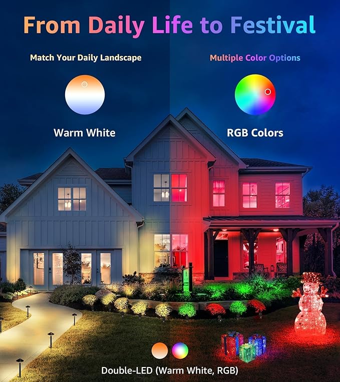 SUNVIE RGBW Spot Lights Outdoor Color Changing Landscape Lighting 12W LED Outdoor Spotlights with Remote Control | Lumora