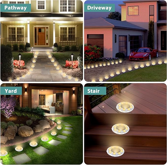 Solar Ground Lights 8 Pack Waterproof Outdoor Solar Lights for Yard Led Solar Garden Lights Bright Solar Powered | Lumora