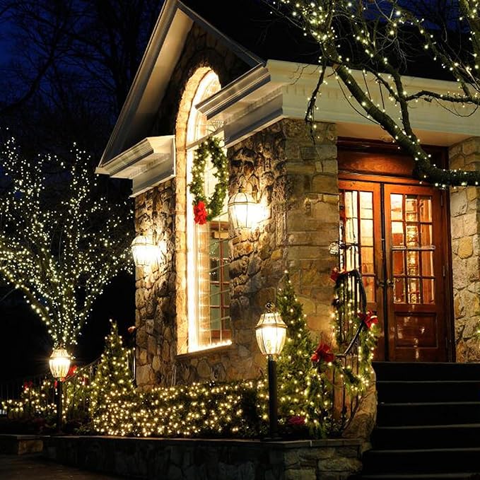 Toodour Battery Christmas Lights, 68.9ft 200 LED Christmas String Lights with 8 Twinkle Modes, Timer, Waterproof Battery Operated String Light for Home, Party, Holiday, Xmas Decor - Warm White