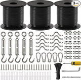 String Light Hanging Kit, 300 Ft Nylon Coated Stainless Steel Cable and Enough Accessories, Guide Wire for Outdoor | Lumora