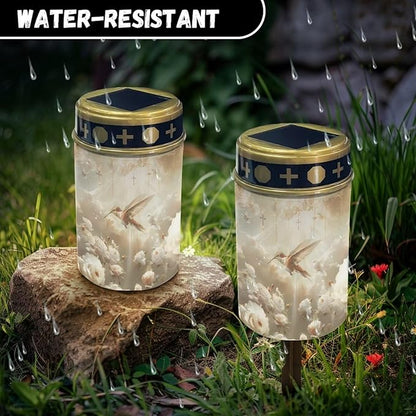 Hummingbird Cross Solar Powered Garden Lights Outdoor Waterproof Solar Garden Lights Dustproof Landscape Path Lights Led Memorial Grave Decoration
