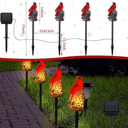 VIHOSE Cardinal Solar Stake Lights Red Bird Figurine Solar Stake Light Decorative Outside Garden Decor Christmas Landscape Lights Cardinal Gifts for Mother Lawn Yard Decor Women(Classic)