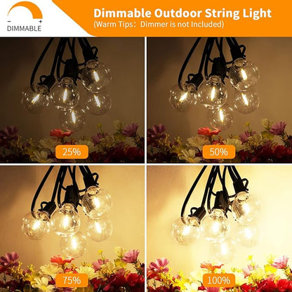 Svater Outdoor String Lights 200FT with 50 Pack Replacement Bulbs for Bistro Backyard Cafe Market, Warm White 2700K