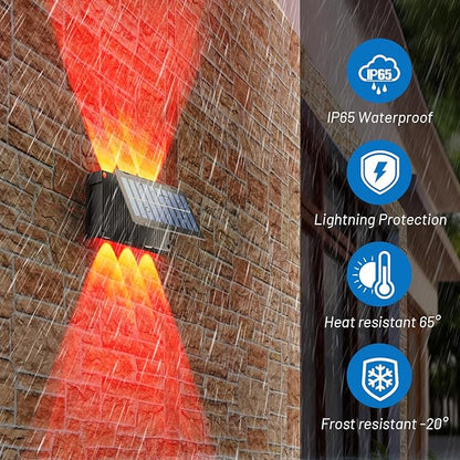 Sunvivo Solar Wall Lights Outdoor,Cordless,Waterproof IP65,Adjustable PV Panel,Up and Down Lamp Wall Sconce Deco Light for Exterior Wall Garage Fence Yard Patio Café Pub-2 Pack RGB(red,green,blue)