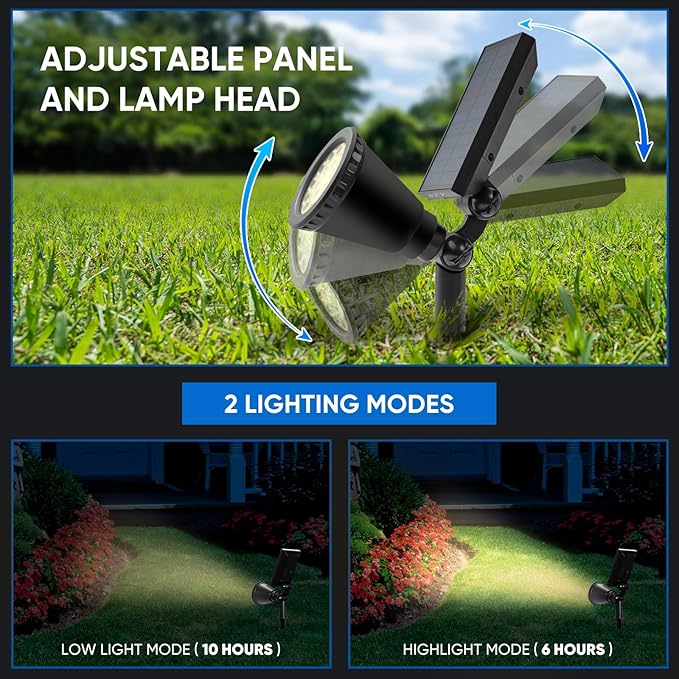 KEV 800 Lumens Solar Spot Lights Outdoor,18 LEDs Solar Flood Lights with 2 Modes &Adjustable &IPX65 | Lumora