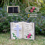 Outdoor Solar Memorial Cross Stakes Lights, Waterproof Book Statue Grave Decorations Sympathy Gifts for Cemetery | Lumora