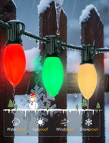 50Ft C9 LED Christmas Lights Outdoor, Vintage Christmas String Light Plug in with 52 Shatterproof C9 Red White | Lumora