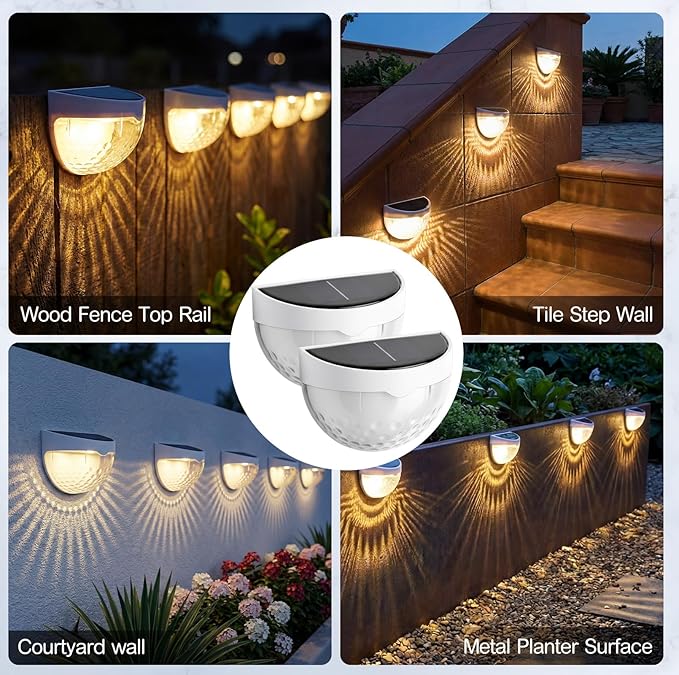 VIHOSE 8 Pack Raised Garden Bed Solar Lights Magnetic with Dusk to Dawn Sensors Wide Angle IPX4 Waterproof Solar Powered Lights Outdoor for Planter Raised Beds Garden Patio Yard Fence, Warm White