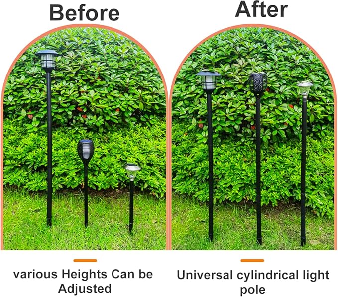 ZOOHAR Outdoor Light Pole Extension Kit - 55"/4.6FT Stainless Steel with ABS Stakes, for Enhancing Garden Lights and Torches, Garden, Patio, Parties, Wedding，1.2in Diameter (2 Sets, 10 pcs)