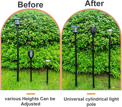 ZOOHAR Outdoor Light Pole Extension Kit - 55"/4.6FT Stainless Steel with ABS Stakes, for Enhancing Garden Lights and Torches, Garden, Patio, Parties, Wedding，1.2in Diameter (2 Sets, 10 pcs)