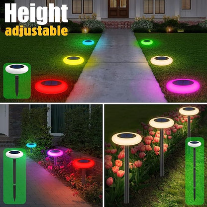 Solar Lights Outdoor Color Changing, Colorful Solar Garden Lights for Outside, 2 Pack Multicolored Solar Pathway Lights Auto On/Off, Yard Lights for Lawn/Walkway/Driveway