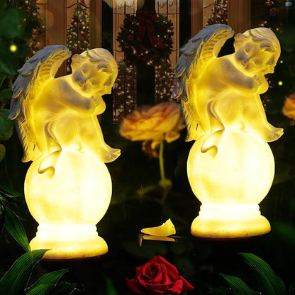 SunKite Angel Garden Solar LED Light Outdoor Waterproof Decorative Stake Lights for Yard Patio Pathway Lawn Ornaments Garden Decor Christian Christmas Decorations Gifts