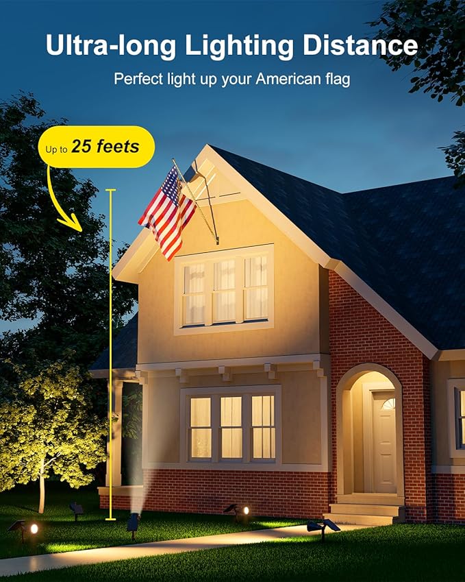 2 Pack Solar Spotlights Outdoor Waterproof for Christmas Hanging, Tree, Wreaths, Snowman, Elk, Adjustable Panel | Lumora