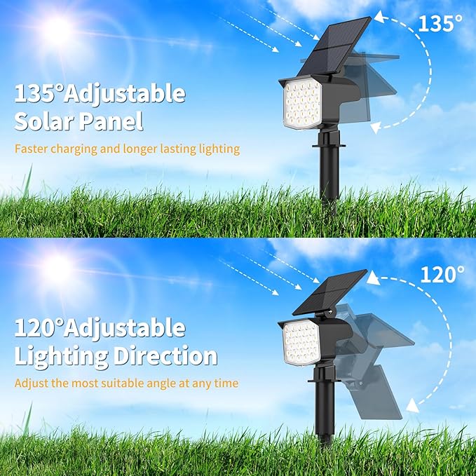 Solar Spot Lights Outdoor Waterproof Adjustable Solar Powered Landscape Lights for Yard 3 Long Time Lighting Modes | Lumora