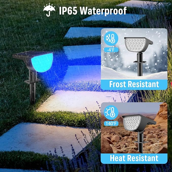 Solar Multicolor Lights Waterproof IP65, 8 Lighting Modes Solar Spot Lights Outdoor Yard Garden Landscape Pathway | Lumora