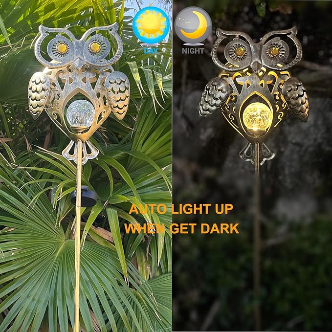 Owl Light for Garden Decor - Waterproof Pathway Stakes, Outdoor Lawn Patio Lights, Unique Yard Gift for Family