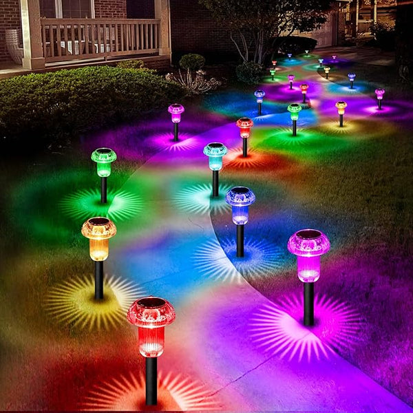 16 Pack Solar Lights Outdoor Waterproof Pathway Lights Solar Powered LED Mushroom Garden Lighting Stake for Outside | Lumora