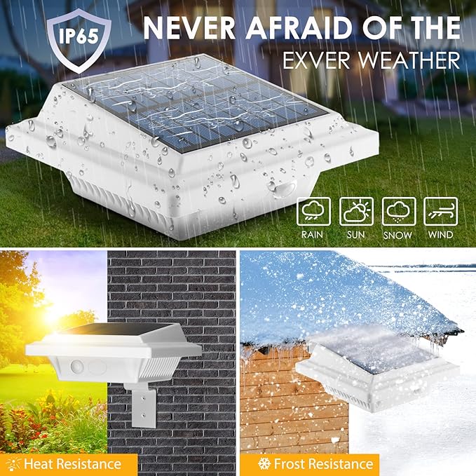 UniqueFire Outdoor Solar Gutter & Fence Lights, 40 LEDs, Waterproof Security Lamps for Eaves, Garden, Landscape, Walkway (6PCS White, Cold Light)