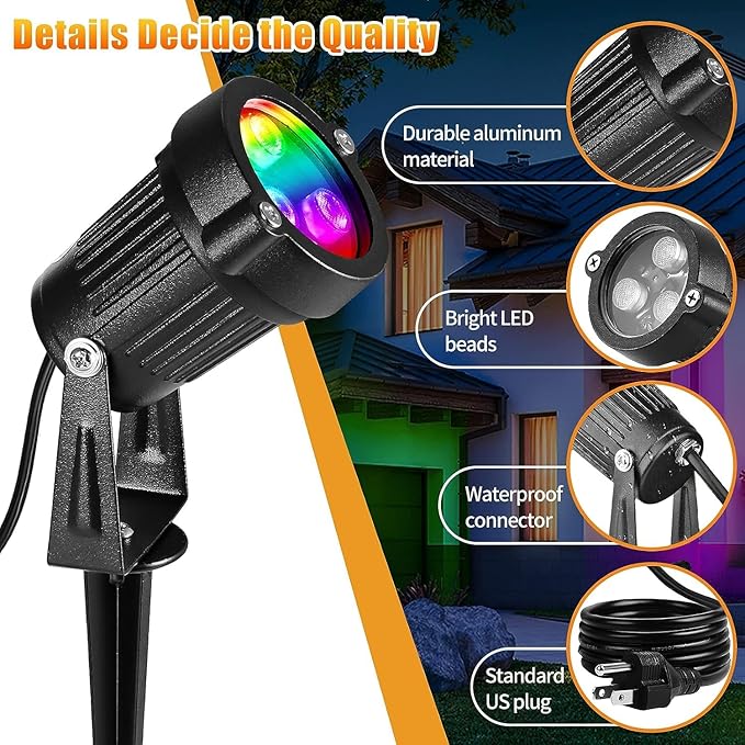 OurLeeme Lawn Flood Light Stake, 2-in-1 Waterproof Outdoor Remote Control Landscape Lighting Spotlight Wall Light | Lumora