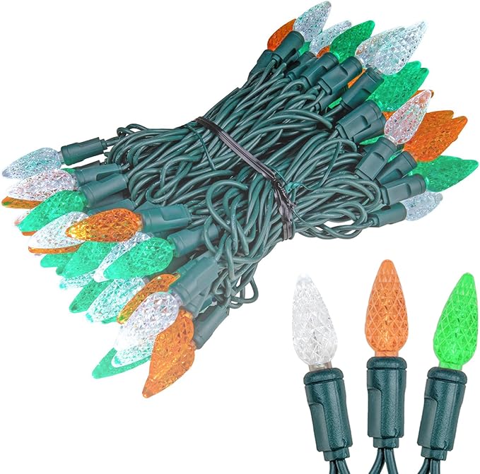 ‎‎‎Novelty Lights 24FT 70 LED C6 LED St. Patrick's Day String Lights, Outdoor Christmas Tree Commercial Grade LED | Lumora