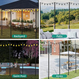 4 Pack String Light Poles, 10Ft Light Poles for Outside, Metal Poles with Fork, Lighting Hanging Post Accessories | Lumora