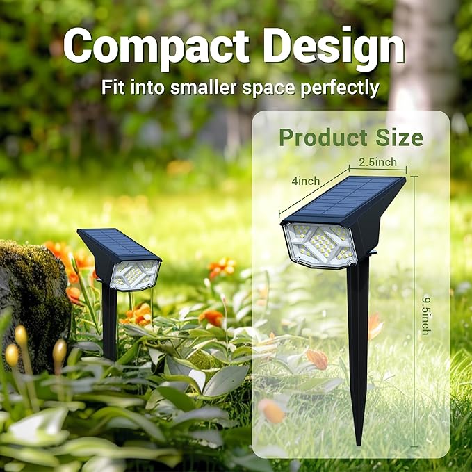 Illuminate Your Outdoor Space Solar Spot Lights - IP65 Waterproof with 2 Lighting Modes and Compact Design - Ideal | Lumora