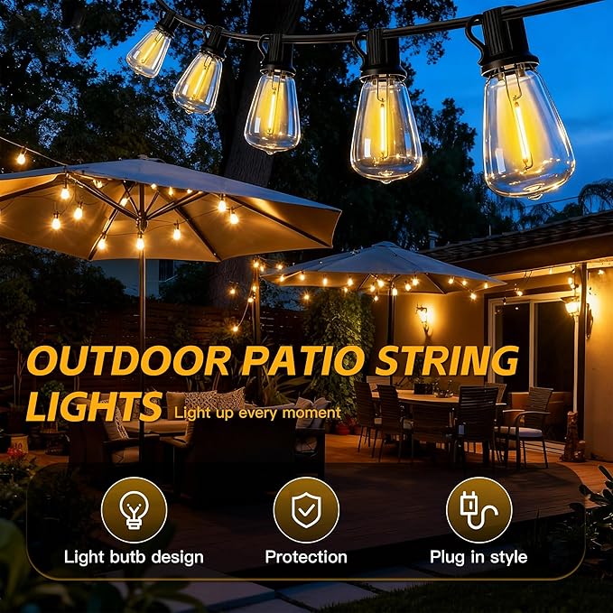 78(72+6) FTSolar String Lights Outdoor IP65Waterproof, Garden LightUSB & Solar Charging,With Remote And 36+2 LED Shatterproof Bulb 8 Light Modes,Dimmable solar lights,Decoration For Camping Backyard