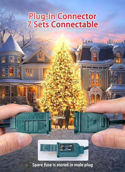 Vintage C9 Christmas Lights Outdoor, 100 Feet 100 LED C9 Christmas Decorations, Connectable Waterproof String Lights for Holiday Party Roofline Backyard Garden Patio, E17 Base, Warm White