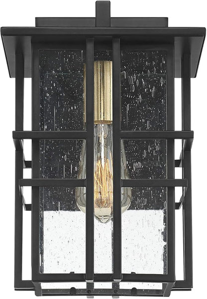 Possini Euro Design Arley Modern Outdoor Wall Light Fixture Black Geometric Frame 12" Seedy Glass for Exterior Barn Deck House Porch Yard Patio Outside Garage Front Door Garden Home Roof Lawn