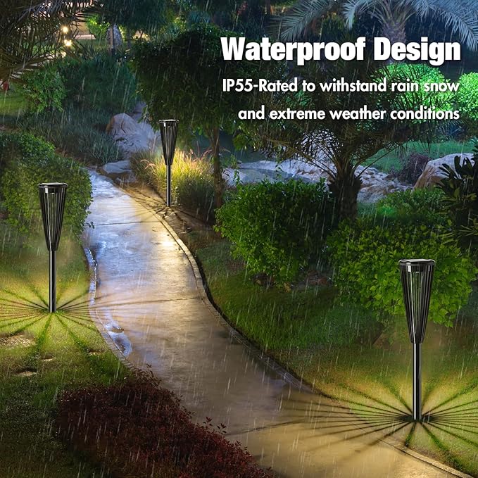 Solar Pathway Lights, Waterproof Outdoor Landscape Light for Garden Decor Yard Pathway Walkway Driveway Patio, Warm/White Dual Color x 6 Pack