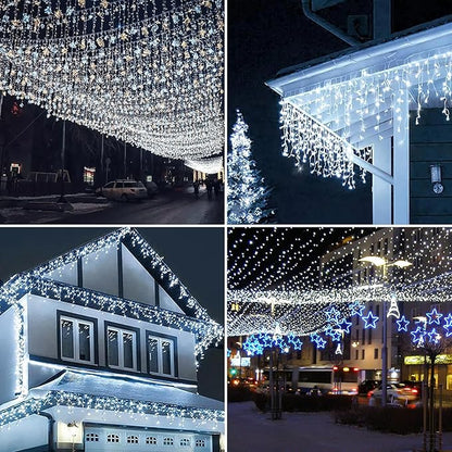 Dailyart Solar String Lights Outdoor, 2 Pack 200 Led Solar Fairy Lights for Outside Waterproof 145ft Cool White Solar Lights 8 Lighting Mode Solar String Lights for Outside,Garden,Courtyards,Trees