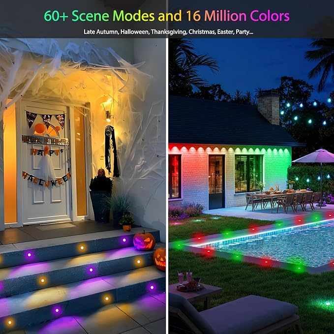 LED Deck Lights Kit, 20 Pack 1.77" RGBW+IC Multicolor Dynamic Low Voltage Recessed Landscape Lights, IP67 | Lumora