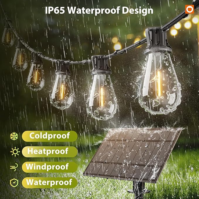 addlon 54FT(48FT+6) Solar String Lights Outdoor Waterproof with USB Port & Remote Control Solar Patio Lights for | Lumora