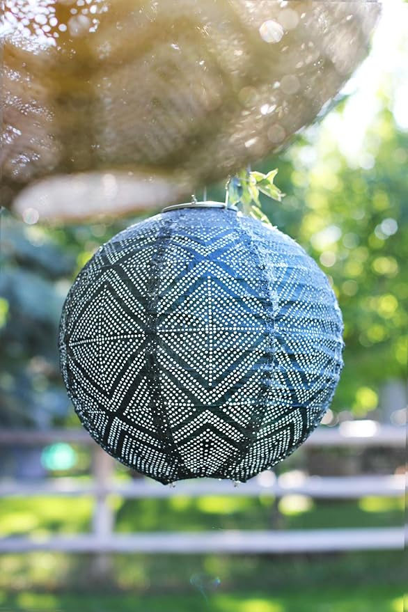 Allsop Soji Stella Boho - 12" Handmade LED Outdoor Lantern - Ink