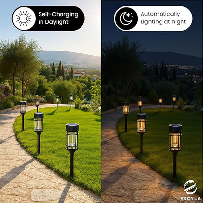 Solar Pathway Lights| Outdoor Garden Lights | Waterproof & Weather-Resistant | Energy-Efficient with High Transparency Glass | Durable & Elegant Design| High Impact Resistance| Pack of 8