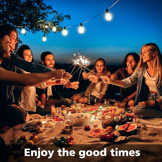 Elevon Led Light Bulb Outdoor String Lights 25 Ft, Waterproof Christmas Lights Patio ST38 Vintage Edison Bulbs (1 Spare), Outside Warm White Hanging Shatterproof Light Waterproof