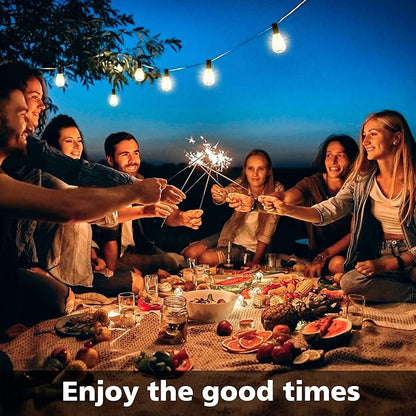 Elevon Led Light Bulb Outdoor String Lights 25 Ft, Waterproof Christmas Lights Patio ST38 Vintage Edison Bulbs (1 Spare), Outside Warm White Hanging Shatterproof Light Waterproof