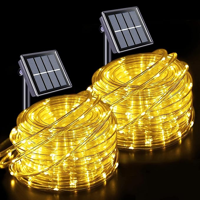 JMEXSUSS 2 * 200 LED Warm White Solar Rope Lights, 66ft IP 65 Waterproof Solar String Light Outdoor, 8 Modes | Lumora
