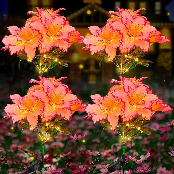 Neporal Solar Flowers Outdoor Waterproof Rhododendron, Garden Solar Lights Decorative 4PK 7-Stem, 2 Decor Lighting | Lumora